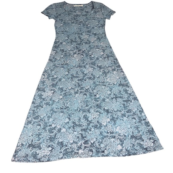 Peruvian Connection Blue Gray Flutter Sleeve Maxi Dress - Picture 1 of 1